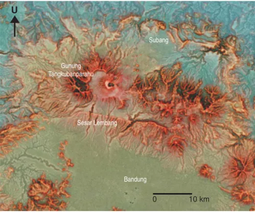Gambar 1. Citra landsat yang menunjukkan letak Gunung Api Tangkuban Parahu. 