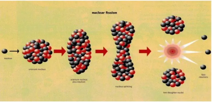 Gambar 1 : Reaksi pemisahan inti (reaksi fisi)