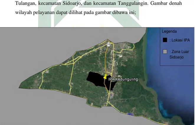 Gambar 4.2 IPA Kedunguling dalam Layout kabupaten Sidoarjo  Sumber Gambar Autocad, 2019 