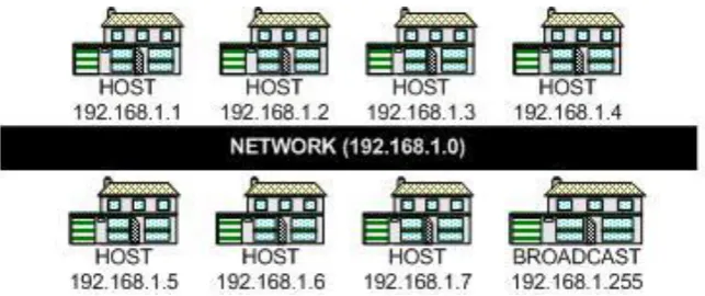 gambar di bawah. Gang adalah SUBNET, masing-masing subnet memiliki HOST ADDRESS 
