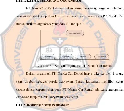 Gambar 3.1 Struktur organisasi PT. Nanda Car Rental 