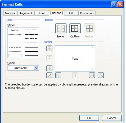 Gambar 10.1 Kotak dialog Format Cell – Tab Border 