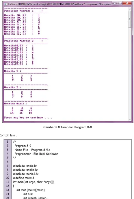 Gambar 8.8 Tampilan Program 8-8 