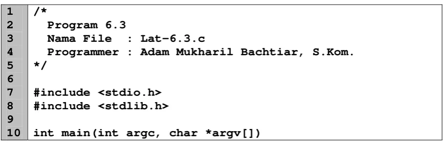 Gambar 6.1 Hasil eksekusi program Lat 6.2 