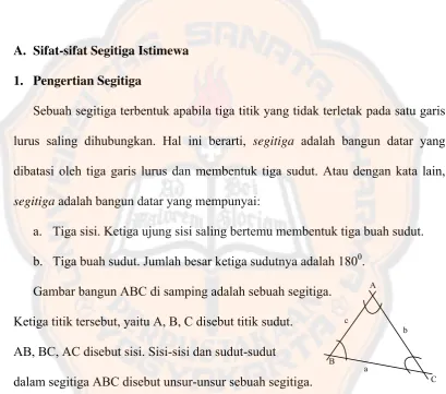 Gambar bangun ABC di samping adalah sebuah segitiga. 
