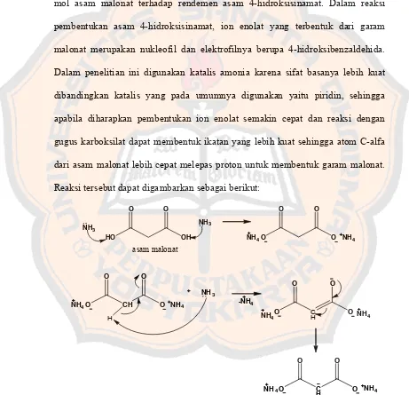 Gambar 8.  Reaksi pembentukan garam malonat dan ion enolat dari asam malonat