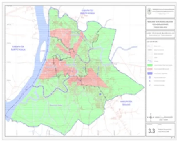 Gambar 2. Peta daerah-daerah rawan banjir di Kota Banjarmasin