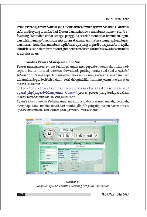 Gambar 6.Tampilan upload website e-learning artificial informatics