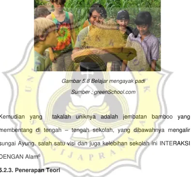 Gambar 5.8 Belajar mengayak padi 