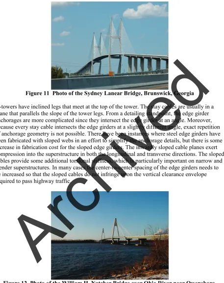 Figure 11  Photo of the Sydney Lanear Bridge, Brunswick, Georgia  A-towers have inclined legs that meet at the top of the tower