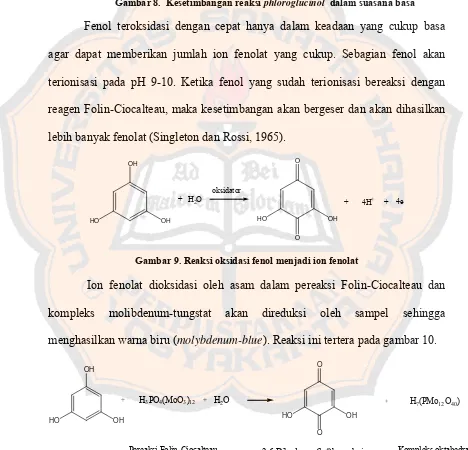 Gambar 9. Reaksi oksidasi fenol menjadi ion fenolat 
