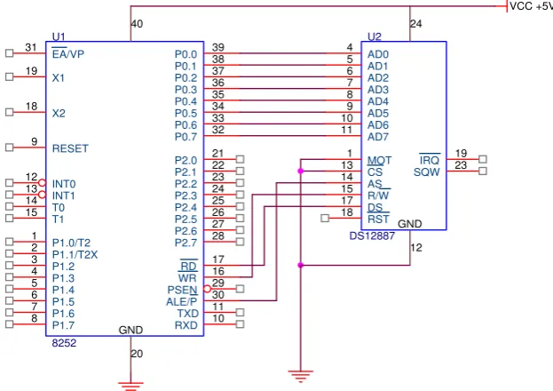 Gambar  3.3.  Hubungan Mikrokontroler Dengan RTC 