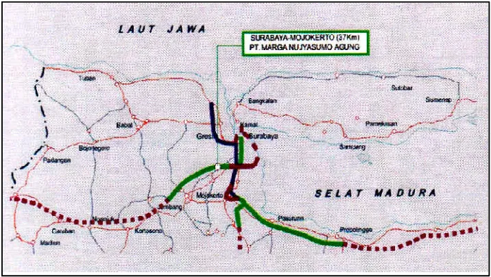 Gambar 1 Trase Jalan Tol Surabaya - Mojokerto