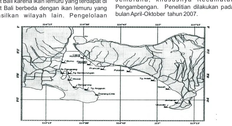 Gambar 1. Peta Selat Bali.(Figure 1. Map Bali Strait Sumber: ftp://ftp.fao.org/docrep/fao/field/006/ad656e/AD656E02.pdf).(Source: ftp://ftp.fao.org/docrep/fao/field/006/ad656e/AD656E02.pdf).