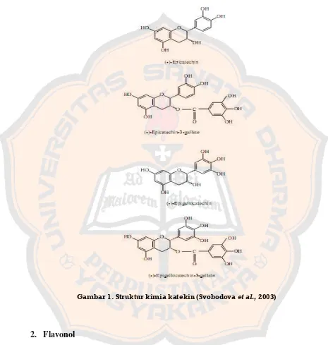 Gambar 1. Struktur kimia katekin (Svobodova et al., 2003) 
