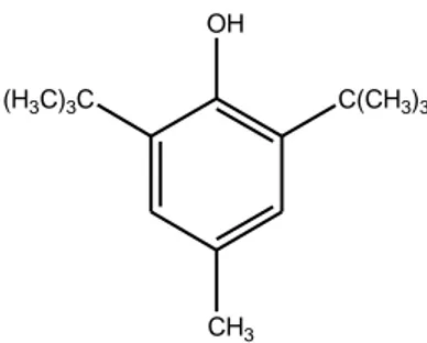 Gambar  2.9  Struktur  kimia  BHT  (Butyl  Hydroxy  Toluen)  (Cahyadi, 
