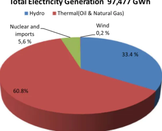 Fig. 6. Total electricity generation by fuel type in 2015.