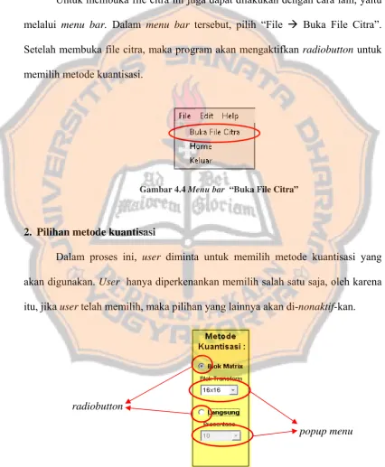 Gambar 4.4 Menu bar  “Buka File Citra” 