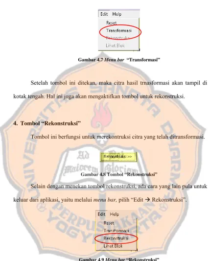 Gambar 4.9 Menu bar “Rekonstruksi” 