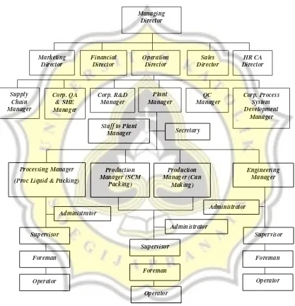 Gambar 1. Struktur Organisasi di PT. Frisian Flag Indonesia (Sumber : Bank Data Frisian Flag 