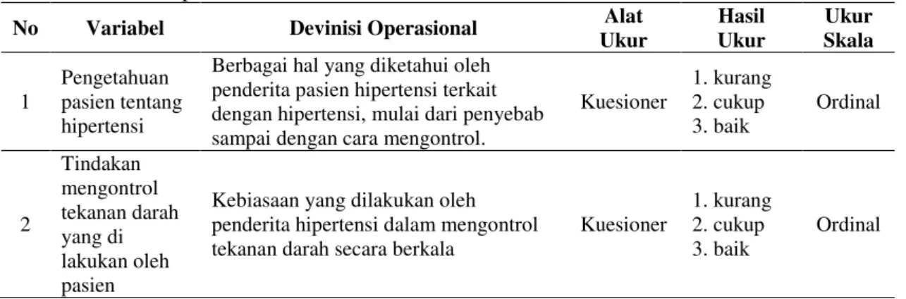 Tabel 1. Definisi Operasional Penelitian 