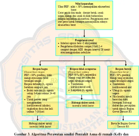 Gambar 3. Algoritma Perawatan sendiri Penyakit Asma di rumah (Kelly dan 