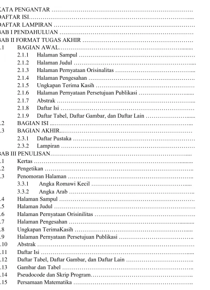 Gambar dan Tabel ………………………………………………………….. 