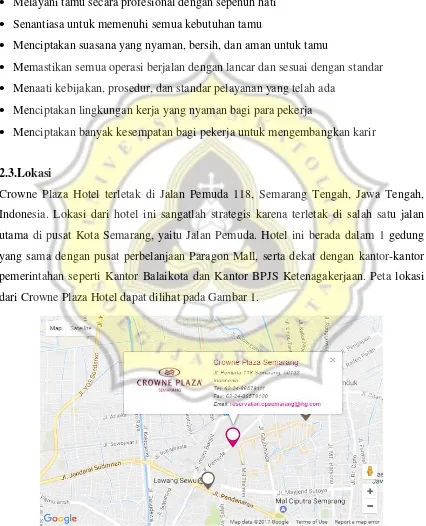 Gambar 1. Peta lokasi Crowne Plaza Hotel 