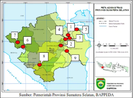 Gambar 1. Peta Eksplorasi Padi Varietas Lokal Sumatera Selatan 