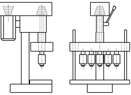 Figure 3. Prototype of gang drilling machine is equipped with jig and fixture 