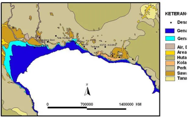 Gambar 1. Peta Zonasi Genangan  Tsunami                    di Pesisir Kota Agung 