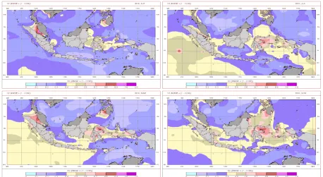 Figure 3. Level of confidence (½ (RMSE + (1-cor.coef)) of Windwaves-05 model at the period of Asian monsoon, transition to Australian monsoon, Australian monsoon and transition to Asian monsoon