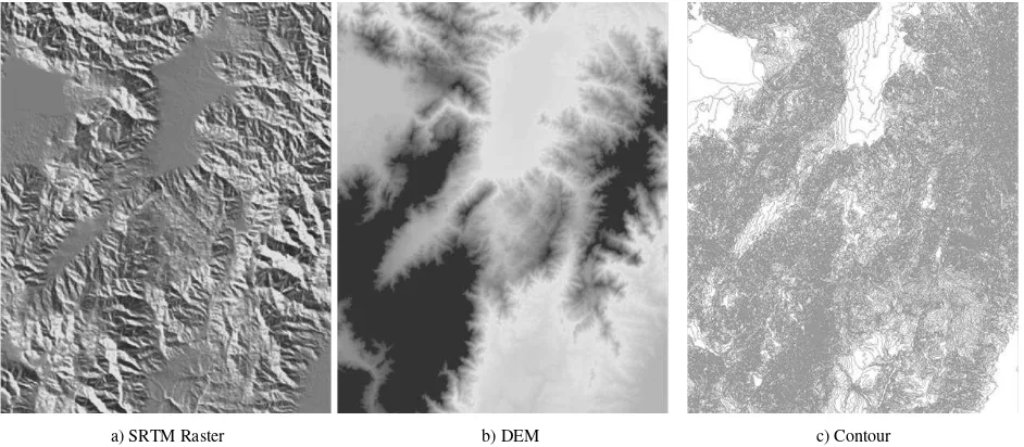 Figure 3. Contour data which generated from DEM and and SRTM Topographic 