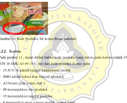 Gambar 11. Kode Produksi Cup Noodle pada Karton Pop Mie 