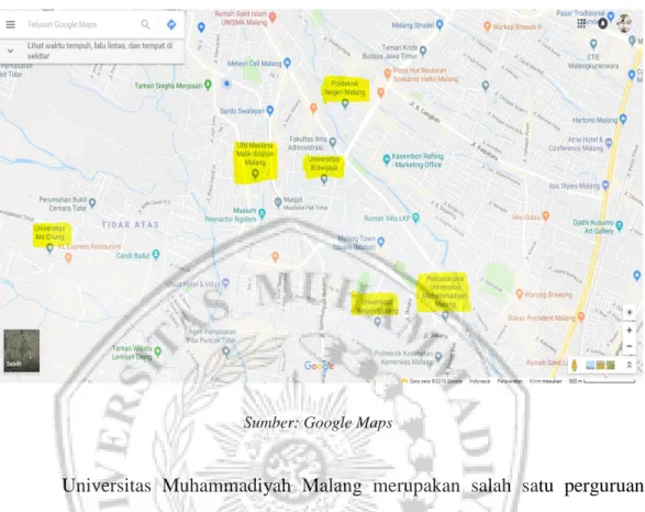 Gambar 2.1 Peta Perguruan Tinggi di Malang 
