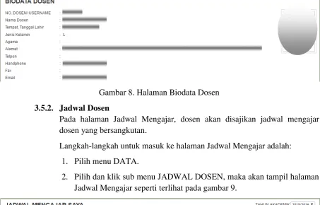 Gambar 9. Halaman Jadwal Mengajar. 