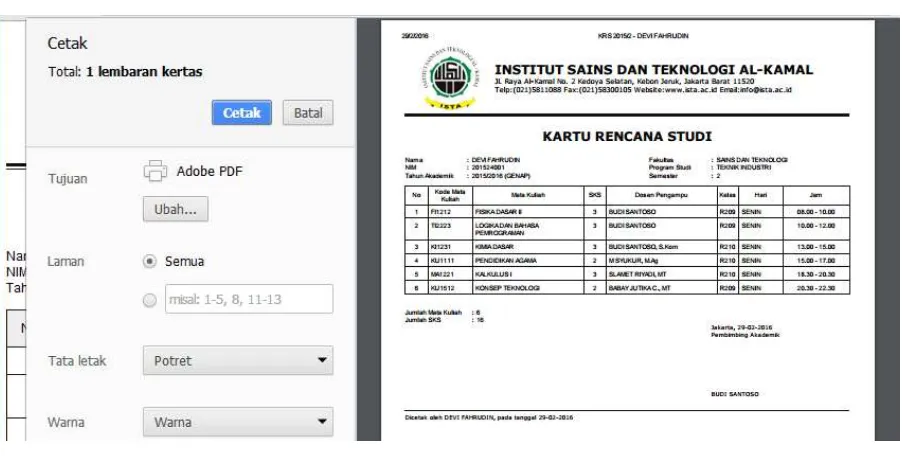 Gambar 17. Menu Cetak 