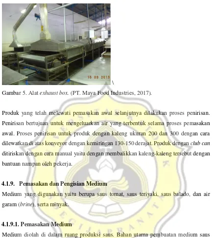 Gambar 5. Alat exhaust box. (PT. Maya Food Industries, 2017). 