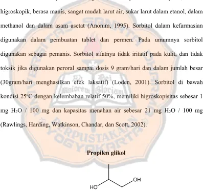 Gambar 3. Struktur Propilen Glikol (Anonim, 1995) 