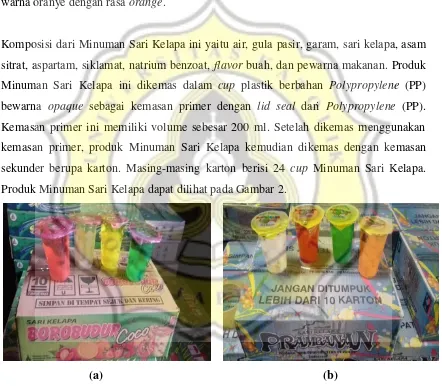 Gambar 2. (a) Produk Minuman Sari Kelapa “Borobudur” 200 ml. (b) Produk Minuman 