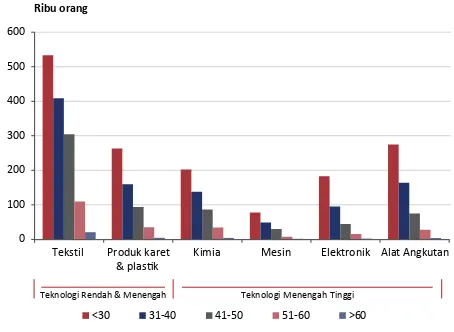 Grafik 15.12. Graﬁk 15.13. Jumlah Tenaga Kerja Berdasarkan UmurJumlah Tenaga Kerja Berdasarkan Umur