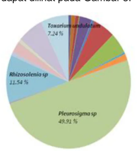 Gambar  3.  Diagram  indeks  bagian  terbesar  (%)  jenis  makanan  kerang  simping  (Placuna  placenta  Linnaeus,  1758)  di  perairan Untia Kota Makassar  