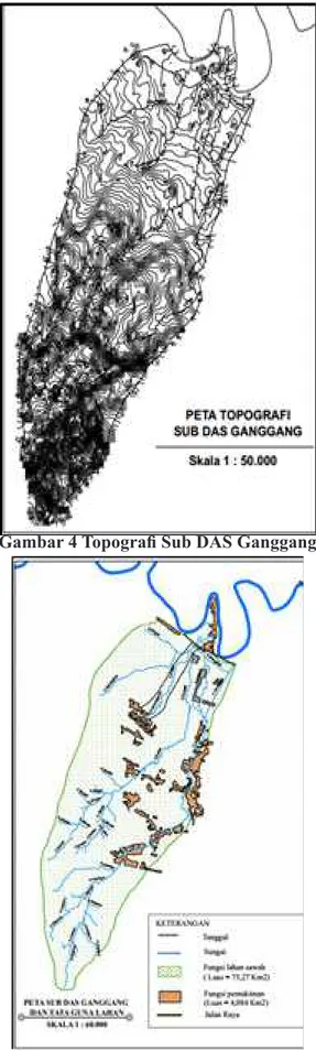 Gambar 4 Topografi Sub DAS Ganggang