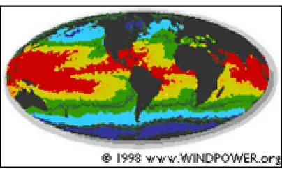 Gambar 2.1. Proyeksi temperatur permukaan laut menggunakan citra infra merahsatelit (Sumber: satelit NASA, NOAA-7, Juli 1984)