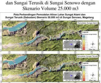 Gambar 7 Perbandingan Pemodelan Sungai Alami  dan Sungai Terusik di Sungai Senowo dengan 