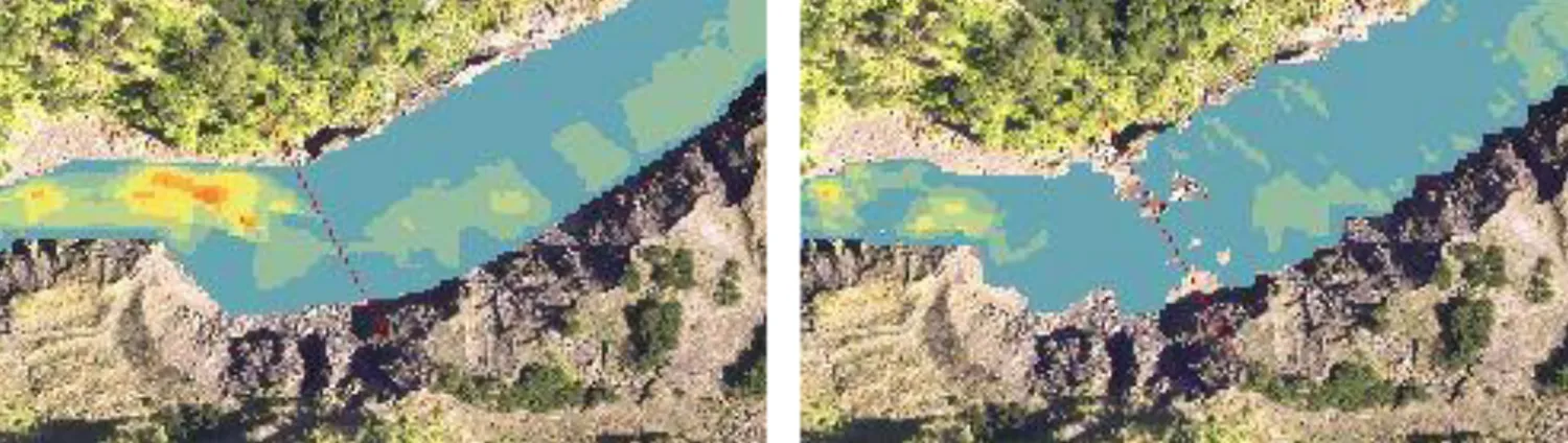 Gambar  sedimen  lahar  yang  tertahan  di  sabo  dam dapat disajikan pada Gambar 4.24