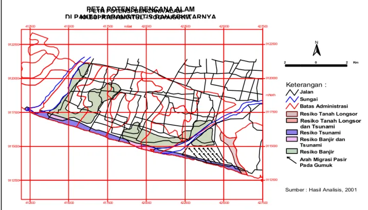 Gambar 3. Peta potensi bencana di Pantai Parangtritis dan Sekitarnya 