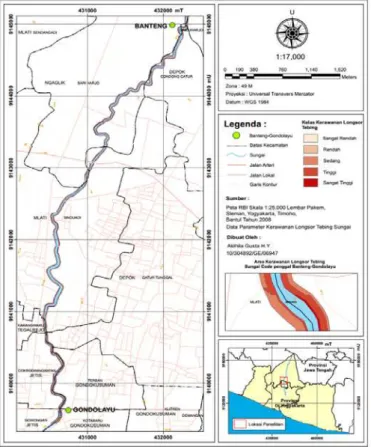 Gambar 3 Peta kerawanan longsor tebing Sungai Code  penggal Banteng-Gondolayu 