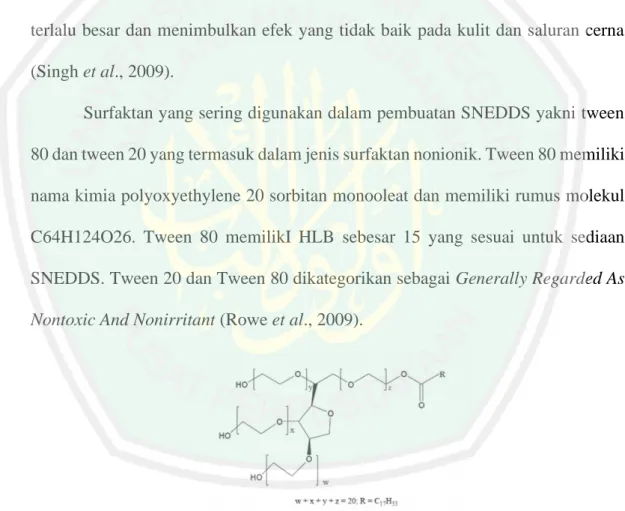 Gambar 2.2 Struktur Kimia Tween 80 (Rowe et al., 2009) 