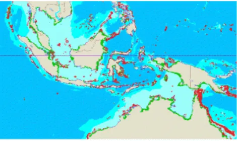 Gambar 1.  Peta sebaran terumbu karang Indonesia 